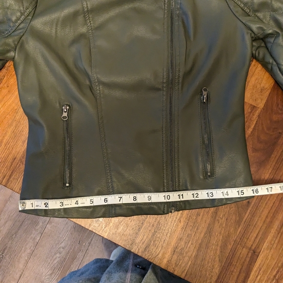 Vegan Leather Olive Green Moto jacket size M - Picture 12 of 12